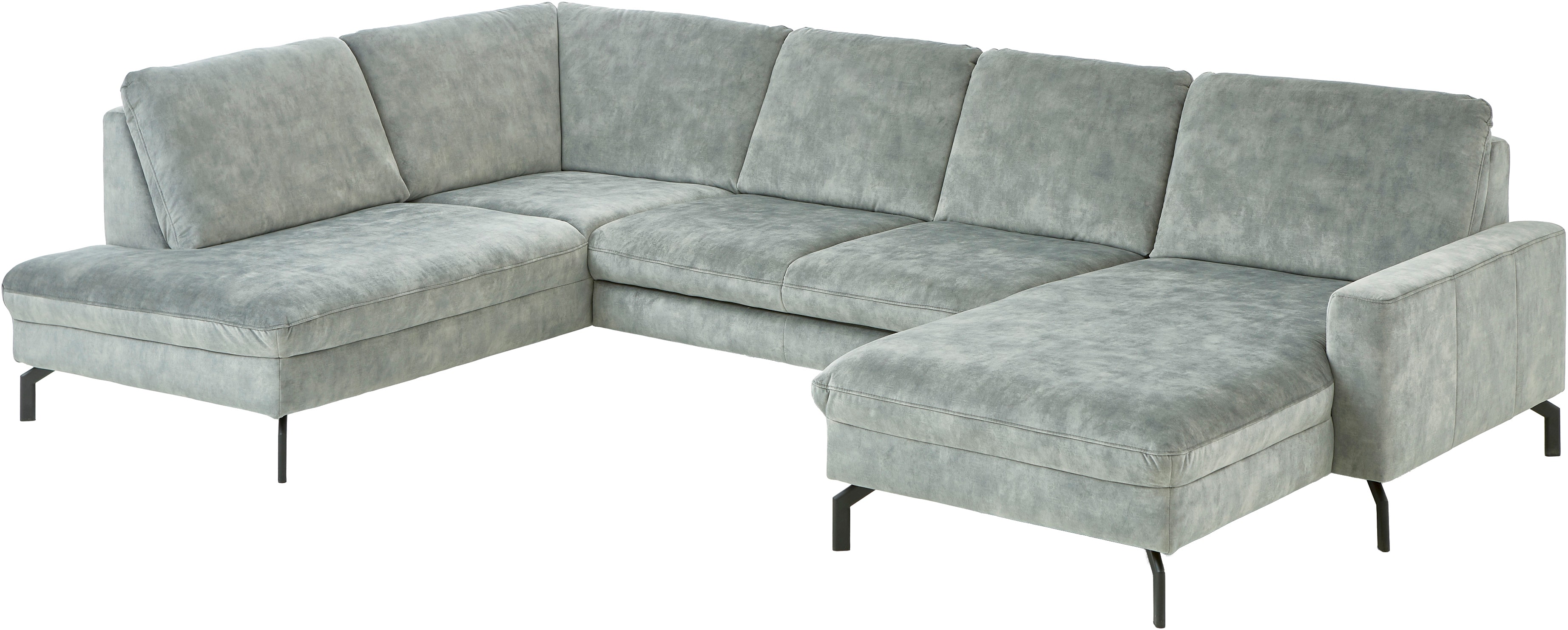 Wohnlandschaft DIE PLANBAR "ZE-EM20028 U-Form, Breite 332 cm", amira salbei, B:332cm T:220cm, 100% Polyester, Sofas, Wohnlandschaft, wahlweise mit Kopfstützen und Sitztiefenverstellung Image