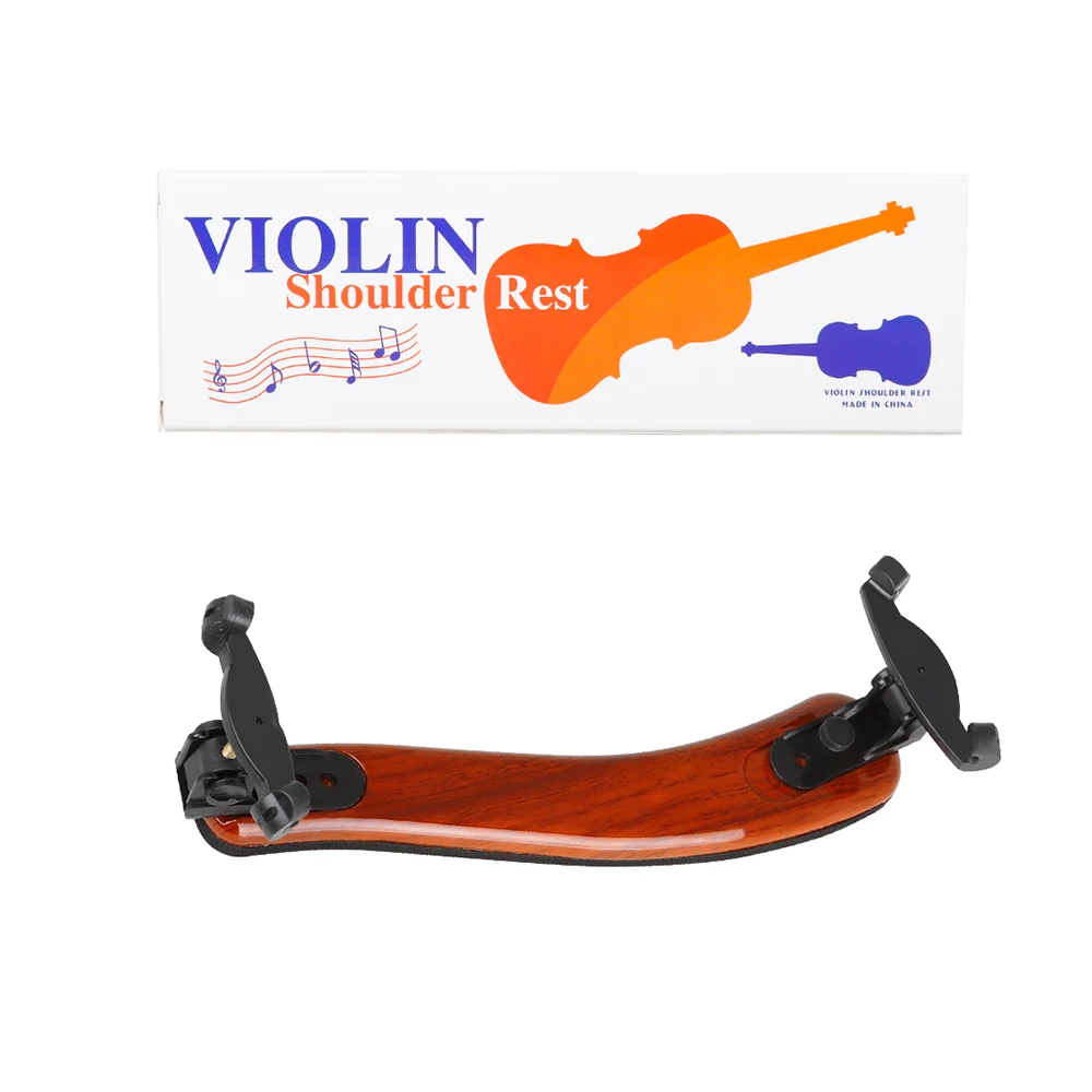 Hochwertige Violine Schulterstütze Kunststoff gepolstert Massivholz Kaffee Einzelbrett verstellbar 3/4 4/4 Geige Teile & Zubehör Image
