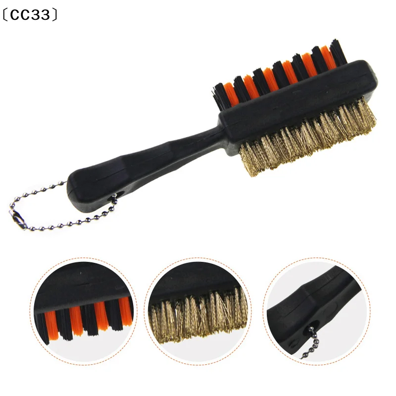 Golf Club Brush Groove Cleaner, doppelseitige Reinigungswerkzeuge, tragbare, leichte Nylonbürsten aus Metall für Golfbälle, Schuhe〔CC33〕