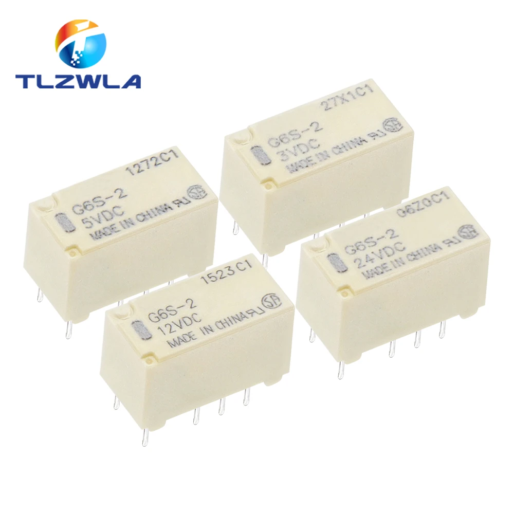 5PCS Neue G6S-2 5VDC 12VDC 24VDC Signal Relais 8Pin DC 5V 12V 24V 2A Mini Signal Schalter Relais Image