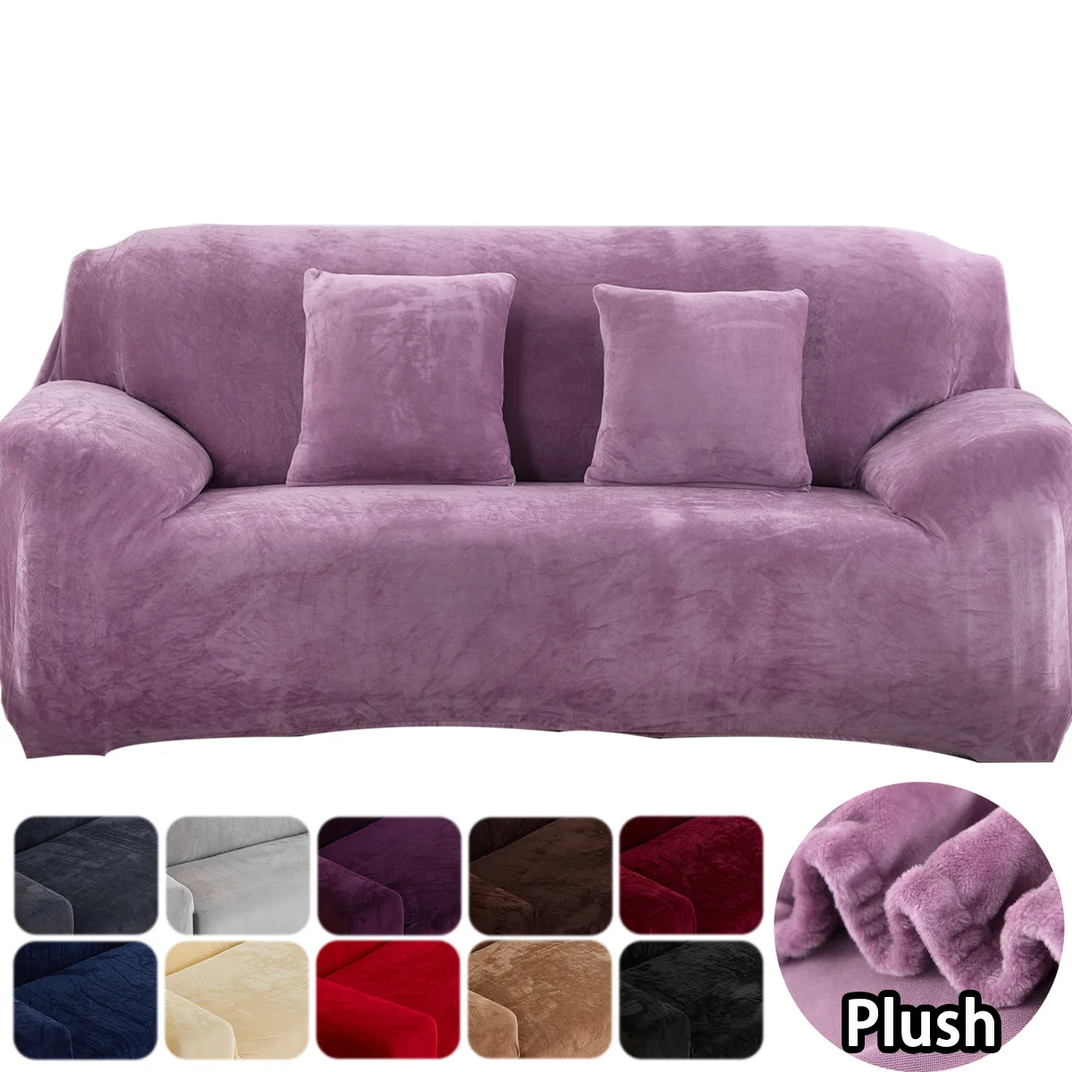 Samt sofa abdeckung für wohnzimmer kissen abdeckung dick stretch plüsch feste weichen sofa hussen elastische schnitt couch abdeckung