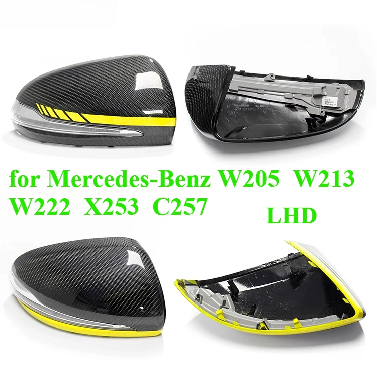 LHD für Mercedes-Benz W205 C W213 E W222 S X253 GLC C257 CLS modifizierte Kohlefaser-Rückspiegel-Rückspiegelabdeckung Image