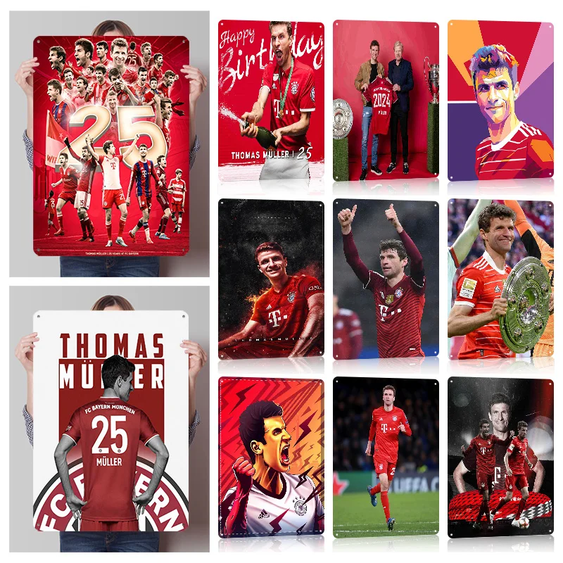 Thomas Müller Sport-Metallposter, personalisierbare Vintage-Metallschilder, Wandkunst, Retro-Blechschilder für Männerhöhle, Garage, Hausdekoration Image