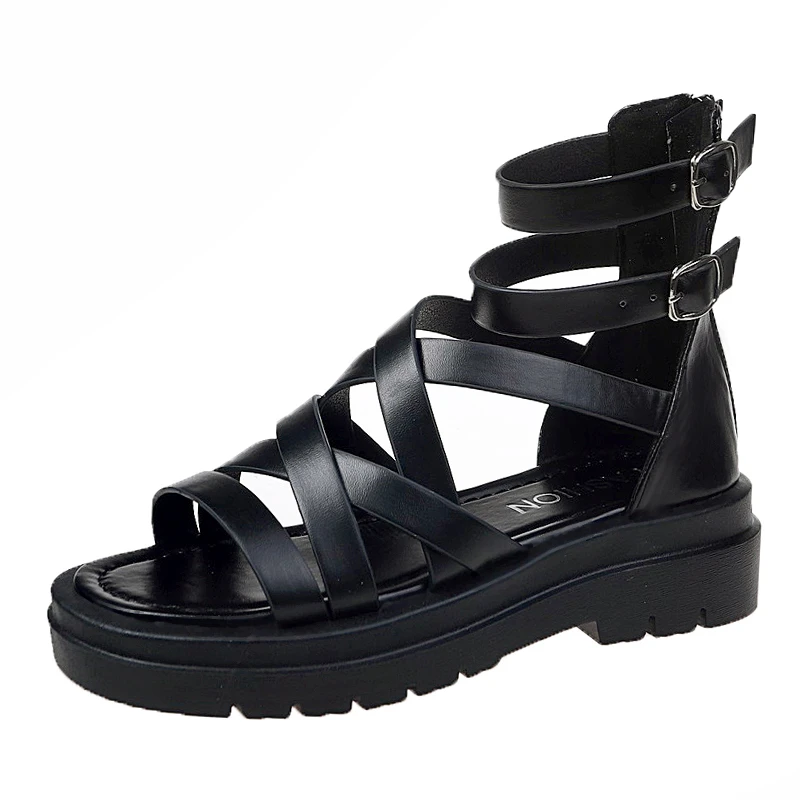 2022 Offene spitze Flatform Keile Schuhe Frau Sommer Strand Sandalen Sexy Frauen Plus Größe PU Leder Alias Mujer Sapato Feminino