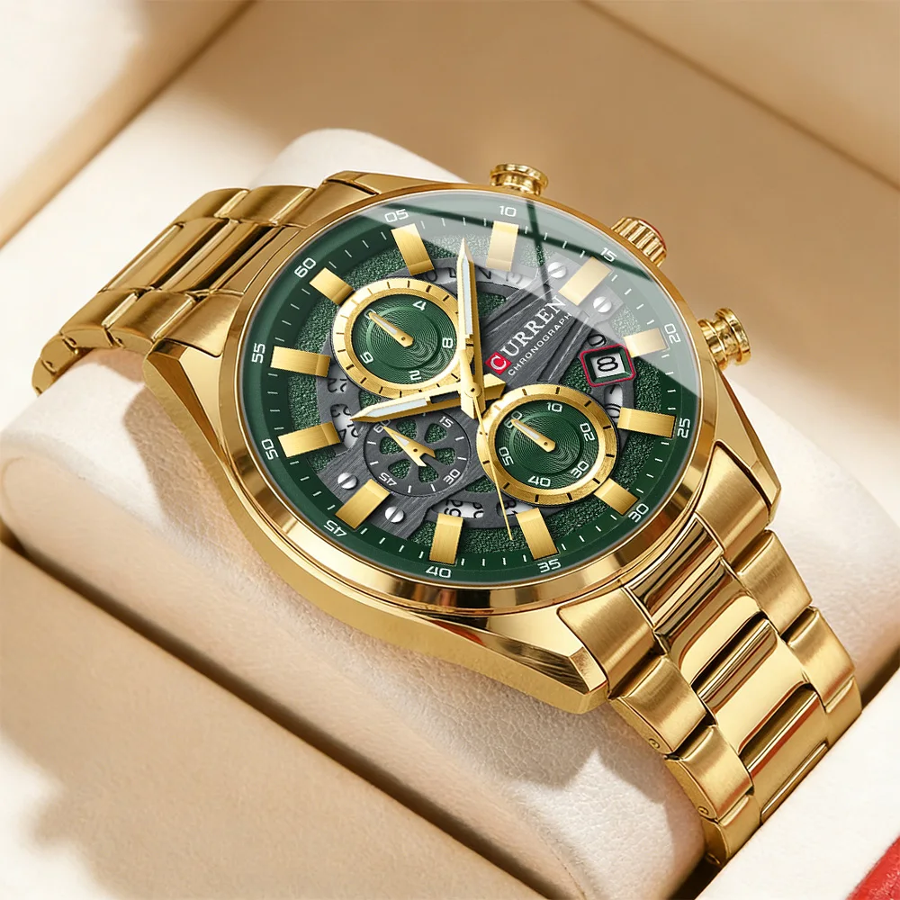 CURREN Luxus Herren Chronograph Uhr Quarzwerk Edelstahlarmband mit 43mm Zifferblatt Mode Sportuhr Image