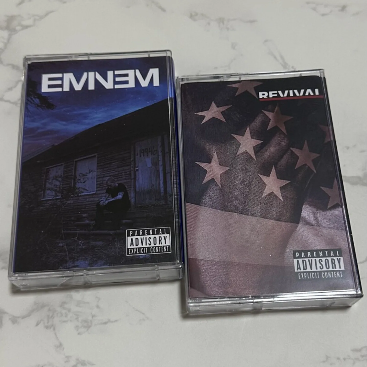 Eminem The Marshall Mathers LP & Revival 2er-Pack Hip-Hop-Rap-Audiokassetten Retro Vintage Analog-Sound Sammlerstück für Fans