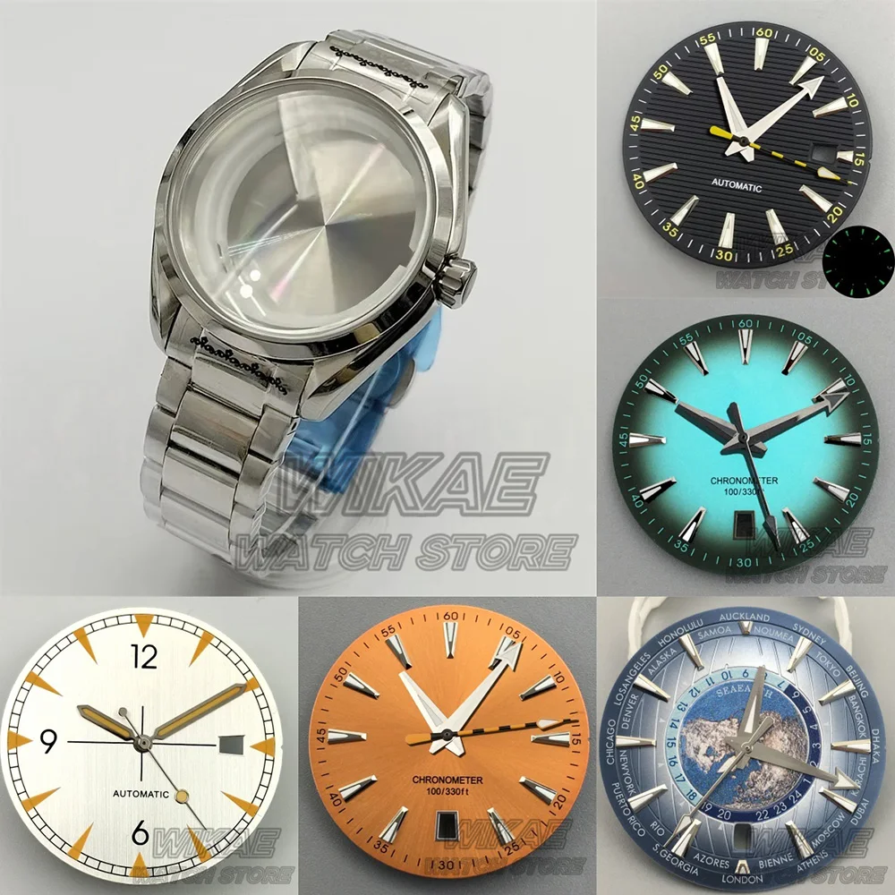 40 MM Wasserdicht Polnischen Lünette Uhr Fall Saphirglas Und 33,5 MM Zifferblatt Hand Set FitNH34 NH35 NH36 Bewegung uhr Teile Image