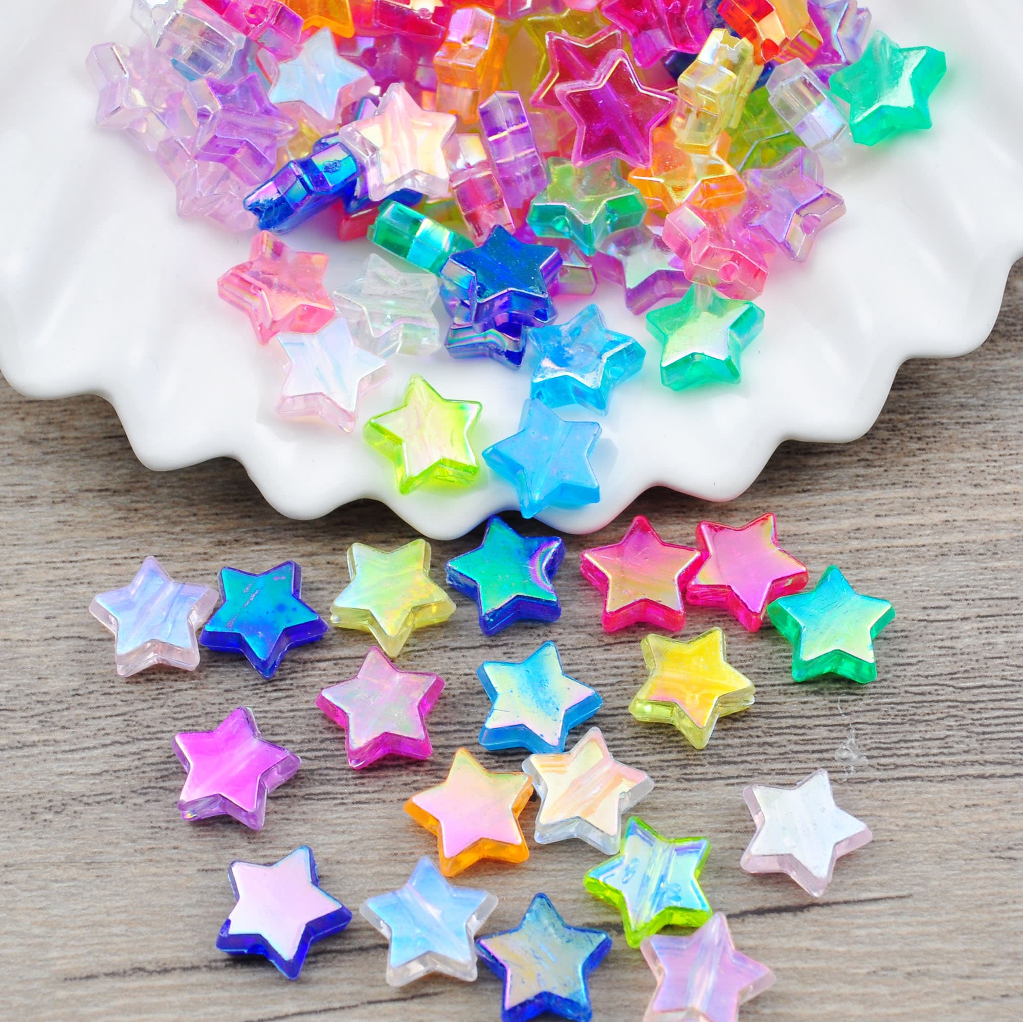 200 pezzi/confezione di perline acriliche a forma di stella, piccole perline a forma di stella di colore AB, perline a forma di stella di colore misto