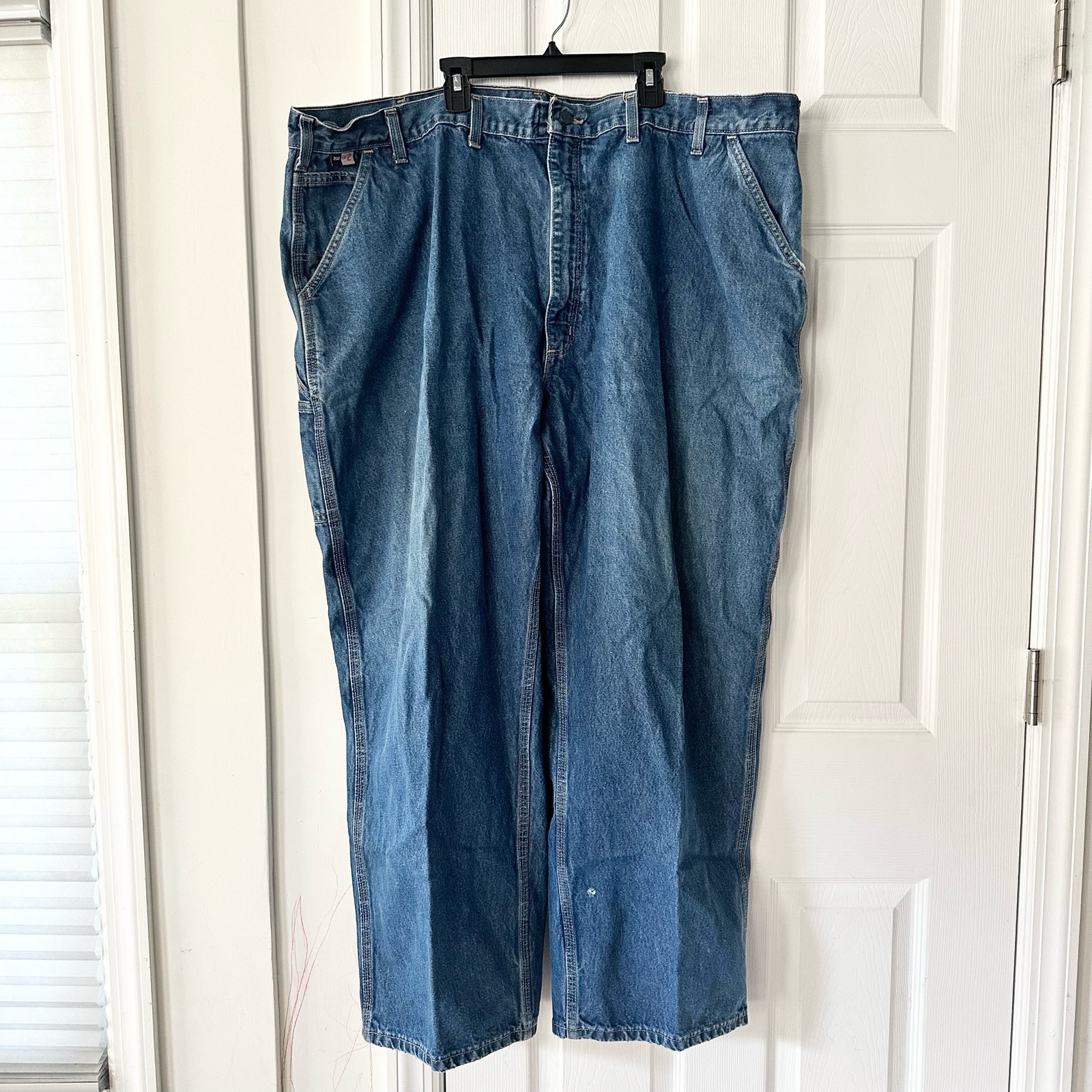 Carhartt Jeans | Carhartt Fr Fire Resistant Category 2 Carpenter Relaxed Denim Jeans Men Waist 50 | Color: Blue/White | Size: 50