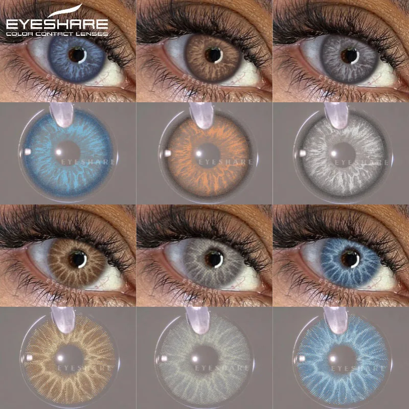 EYESHARE Lot de 2 lentilles de contact colorées pour les yeux, lentilles de contact naturelles, lentilles de contact grises, lentilles bleues, lentilles cosmétiques, lentilles marron