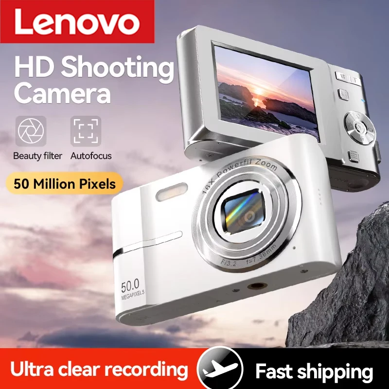 Appareil photo numérique Lenovo Mini 4K 50MP 16X Appareil photo pour enfants Appareil photo numérique anti-vibration pour l