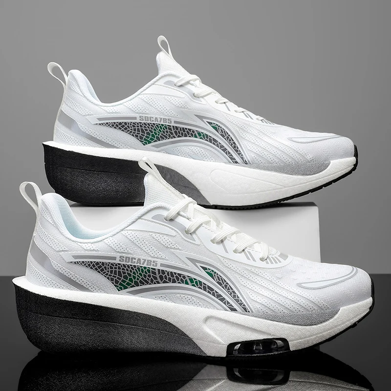Sport-Laufschuhe für Herren, einfarbig, bequeme Ober- und Innenlagen, Unisex, verschleißfeste und langlebige Sohle, Stoffeinlegesohle, runde Zehenkappe, Schnürverschluss, sportlicher Stil, ganzjährig Image