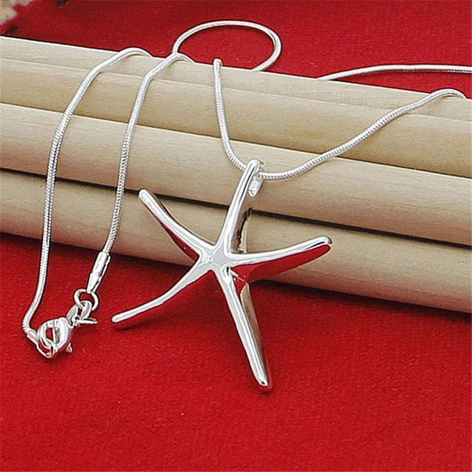 Großhandel 40–75 cm Größe 925 Sterling Silber Charms Halskette Stern Seestern Schmuck Mode Niedliche Kette Frauen Dame Hochzeit Party