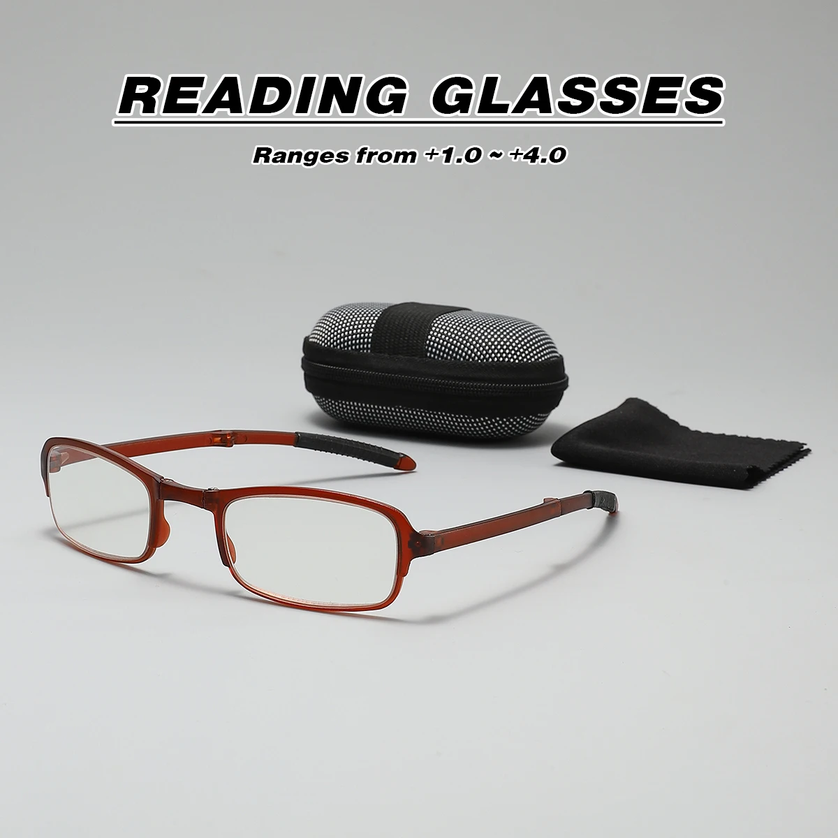 Faltbare Lesebrille Klappbare Presbyopie-Brille für Männer und Frauen Vintage Computerbrille mit Etui 1,0 1,5 2,0 2,5 3,0 3,5 4,0 Image