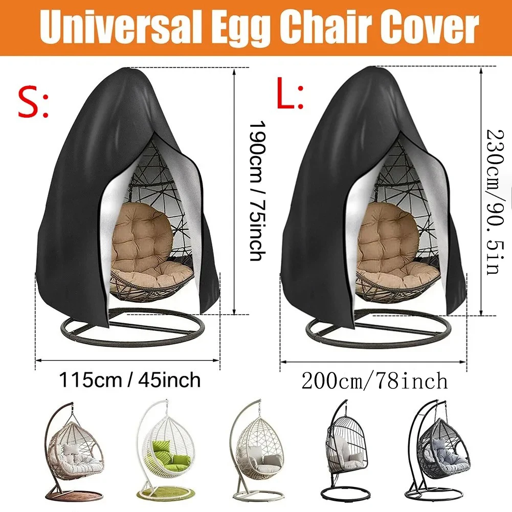 Outdoor-Eierstuhl-Abdeckung mit Reißverschluss, große, strapazierfähige Korbsessel-Abdeckung, wetterbeständiger Schutz für Gartenmöbel