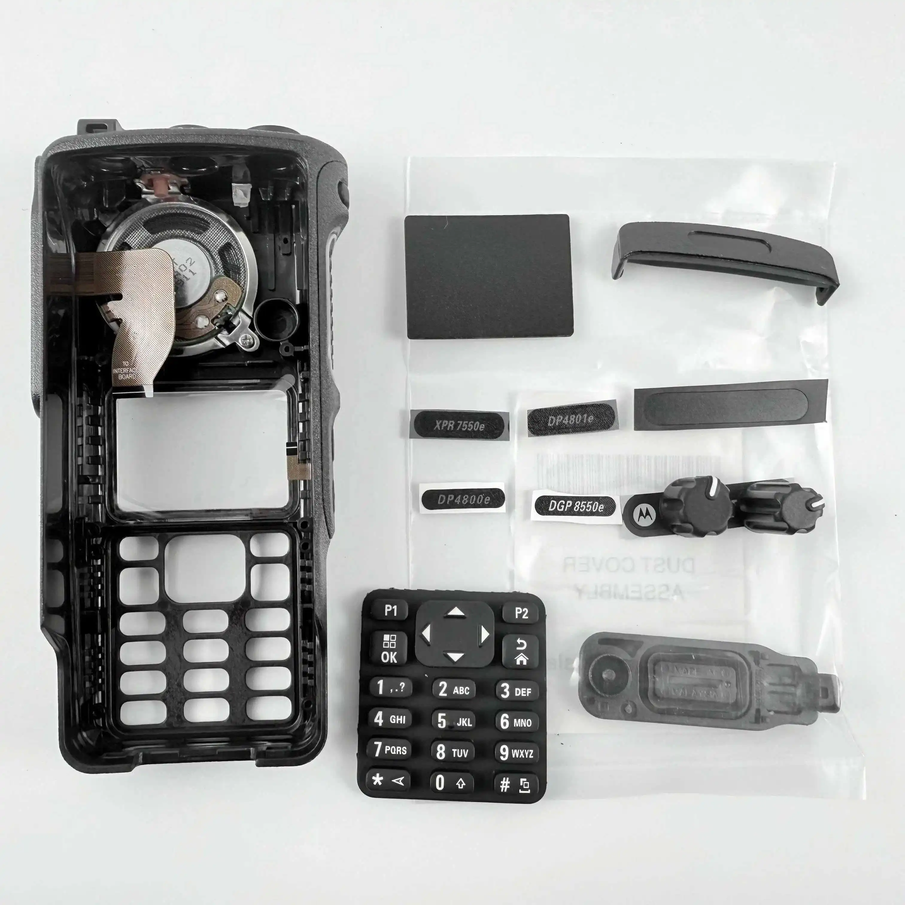 Walkie-Talkie-Ersatz-Reparaturset, Gehäuseabdeckung mit Lautsprecher und Mikrofon für Motorola XPR7550e DGP8550E DP4800E DP4801E Radio Image