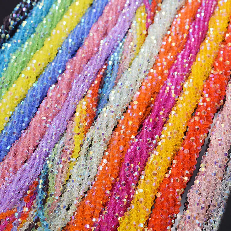 4mm 90 stücke Halb AB Farbe Doppelkegel Kristall Glas Perlen Lose Spacer Perlen Österreich Facettierte Kristall Perlen Für schmuck Machen DIY