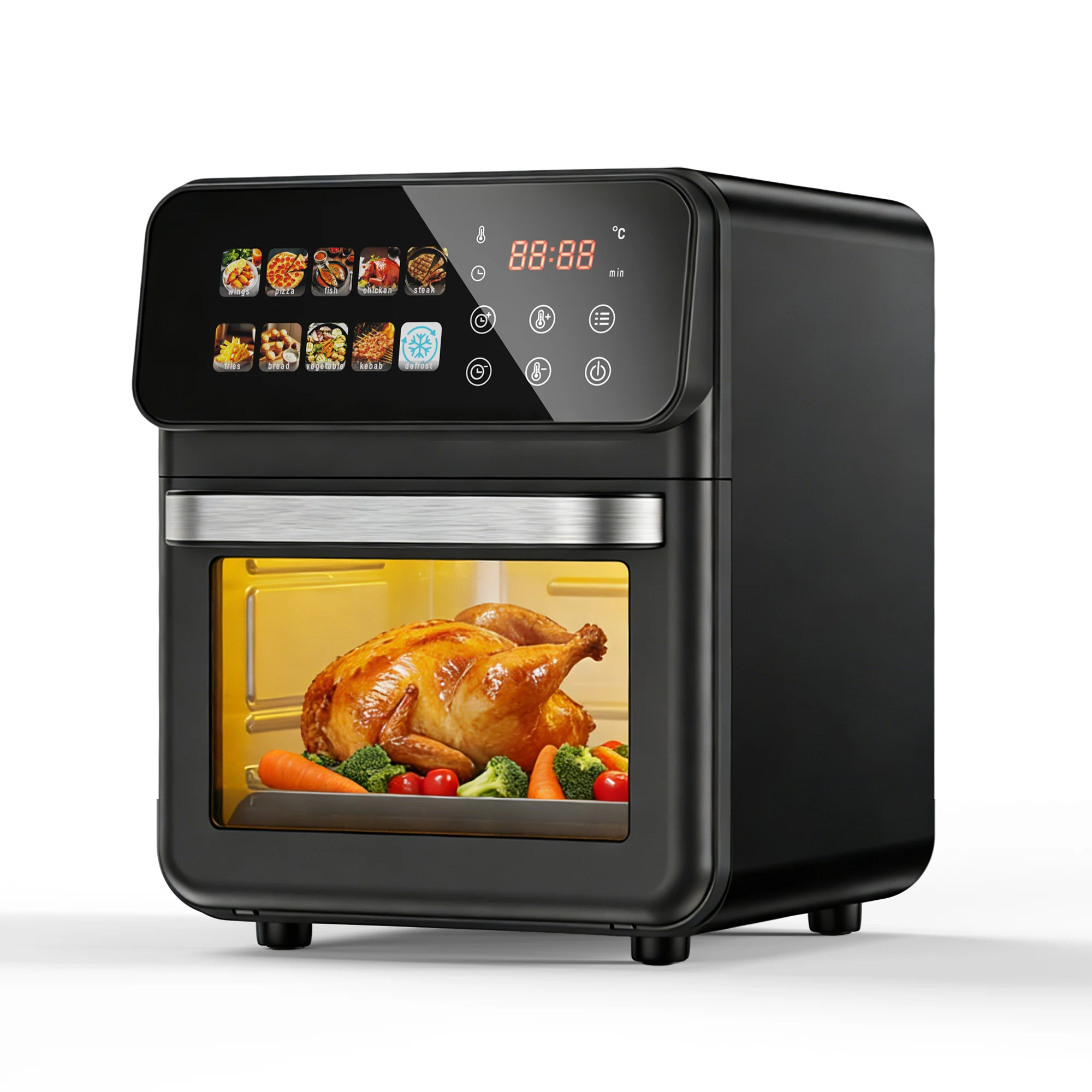 10L Heißluftfritteuse mit Farb-Touchscreen und Sichtfenster, große digitale Heißluftfritteuse, 10 Voreinstellungen, 80–200 °C ° C Temperaturregelung Image
