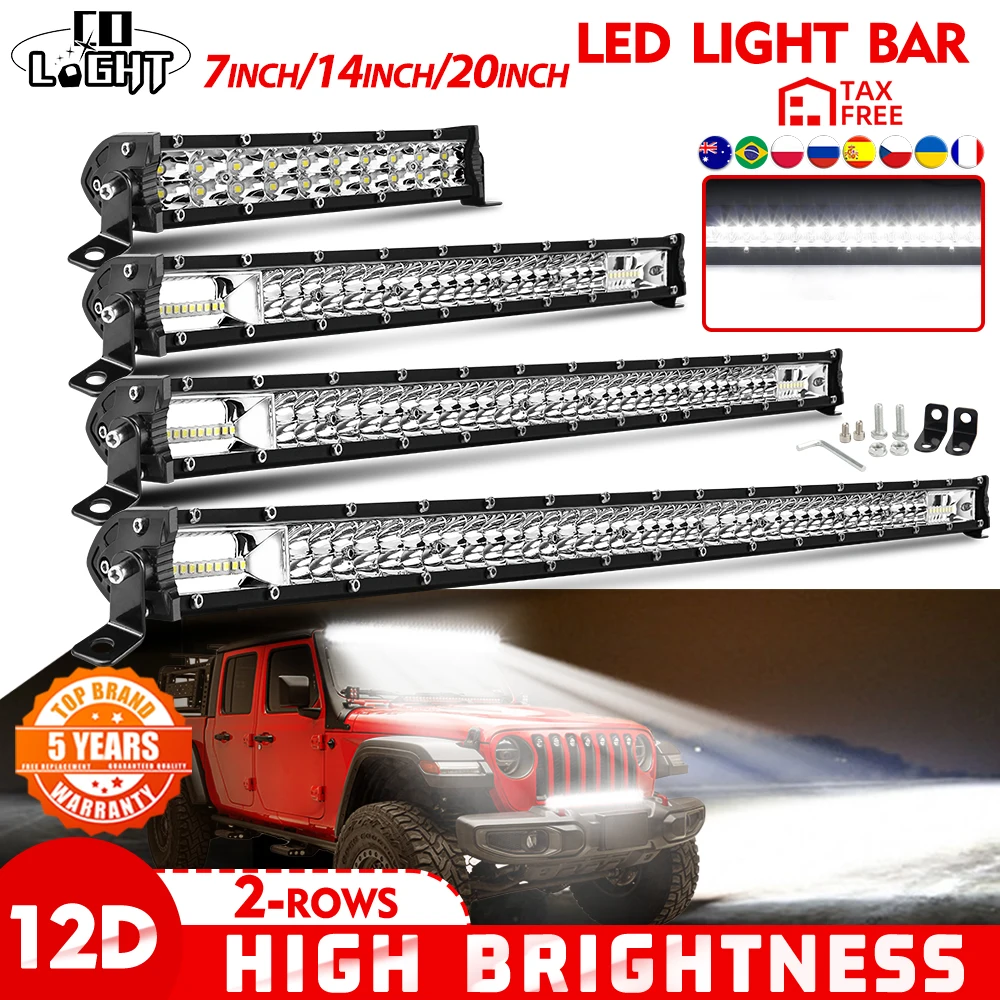 CO LIGHT 8 20 32 LED-Lichtleiste Offroad 60W 180W 300W LED-Arbeitsscheinwerfer Combo 4x4 LED-Leiste 12V 24V für Auto Offroad-Einsatz SUV Boot