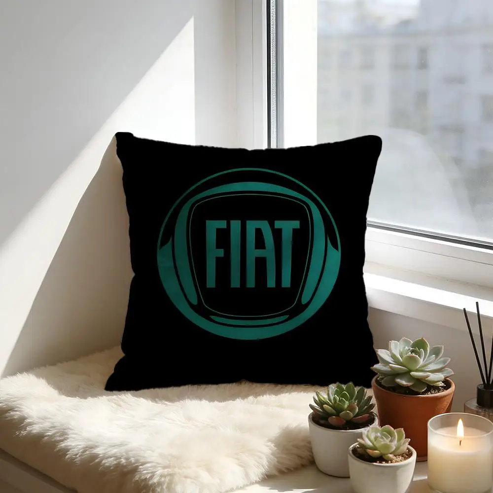 Fiat-Logo-Kissenbezug, gemütliches Samtkissen, weiches, warmes Kissen für Sofa und Bett Image