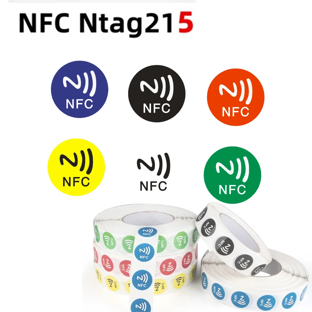 6 Stücke NFC Ntag215 504 Bytes Nass NFC Tag Aufkleber 13,56 MHz ISO14443A Ntag 215 Chip RFID Klebe Tag Label Für NFC Telefon 6 Farben Image
