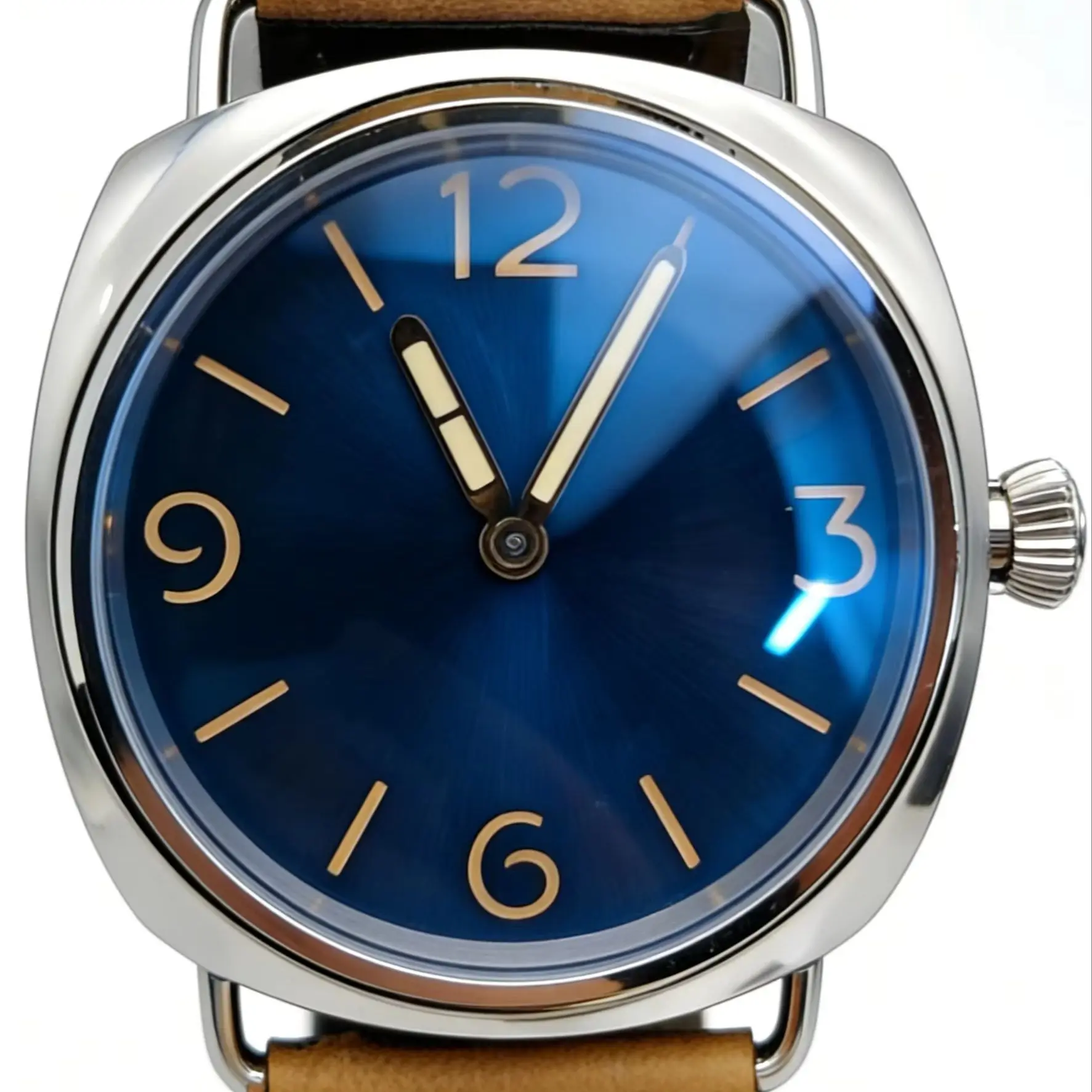 Herrenuhr, Nachbildung einer 45-mm-Vintage-Pilotenuhr mit manuellem mechanischem Uhrwerk, Air Force Green Luminous Aseptic-Zifferblatt, japanisches NH35-Uhrwerk Image