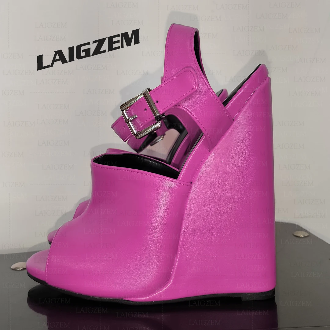 ZHIMA Damen Sandalen mit Keilabsatz, Knöchelriemen, Peeptoe, Erhöhte Absätze 15-17CM, Party Damenschuhe, Große Größen 38 41 43 47