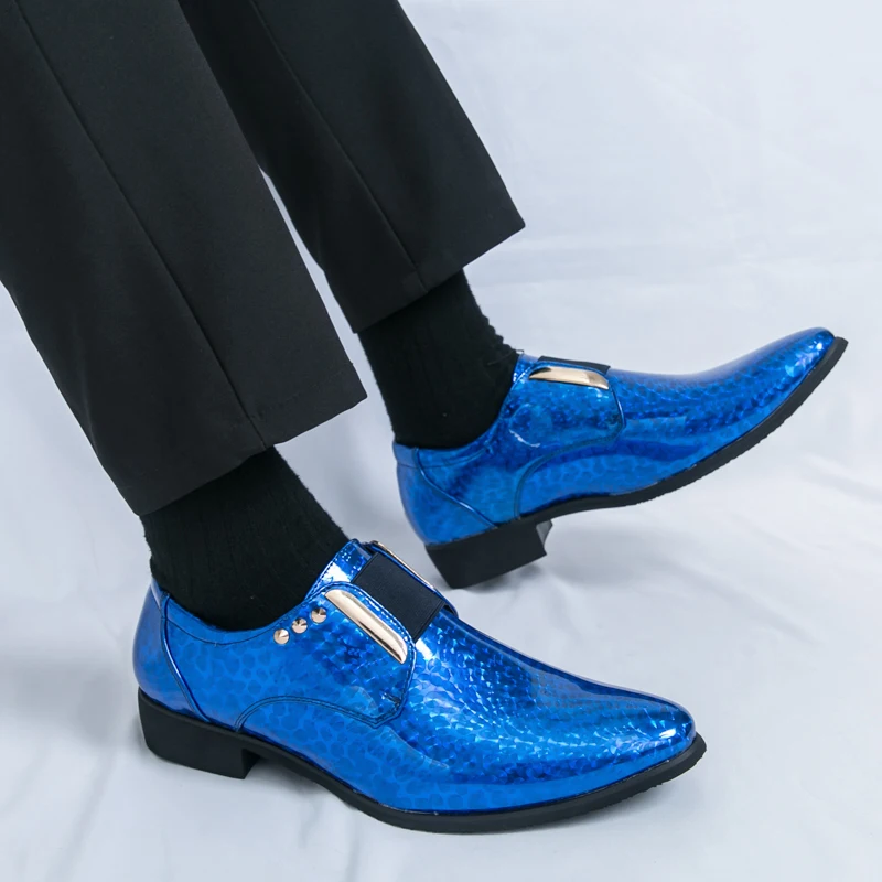 Helle Herren-Kleiderschuhe, Leder, spitze Zehen, Herren-Schuhe mit dickem Absatz, große Größe 47, Gentleman-Oxford-Schuhe für Männer, Zapatos Hombre