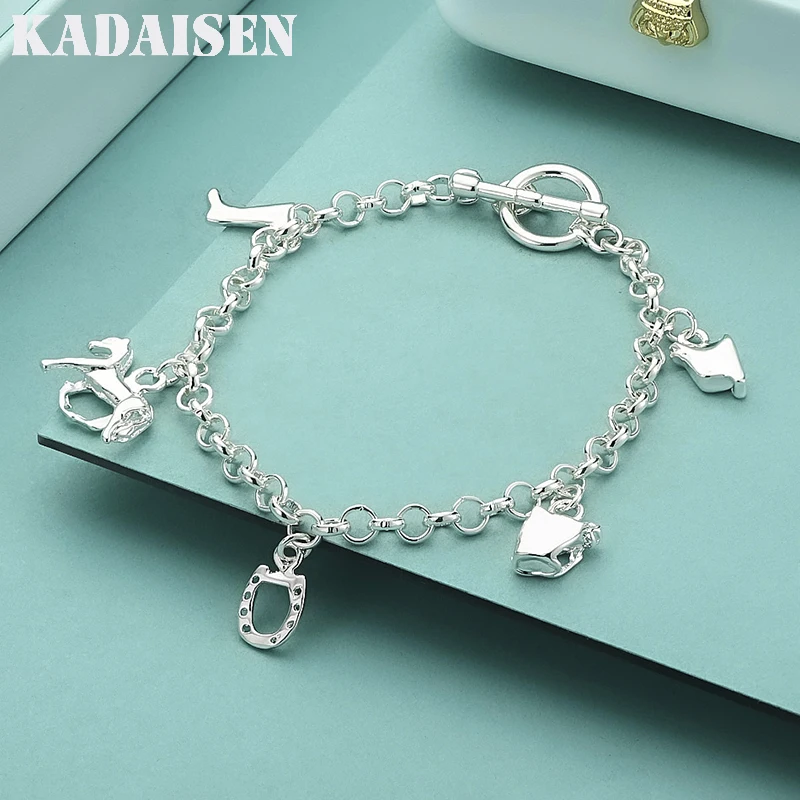 Neuer Stil 925 Sterling Silber Armband Schuhe Polo Damen Charm Hochzeit Verlobung Party Mode Schmuck