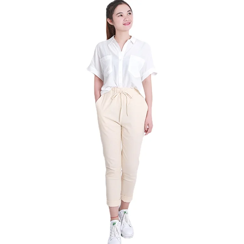 Pantaloni estivi Harem pantaloni larghi a vita alta da donna a nove pantaloni pantaloni Casual da donna pantaloni OL pantaloni da donna