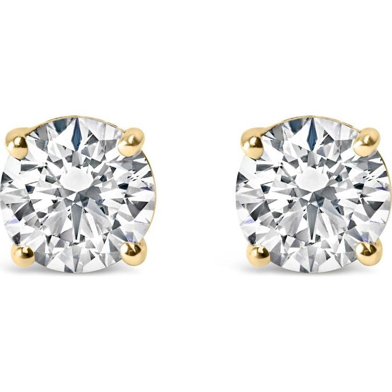14K 1.0 Carat Round Lab Grown Diamond Solitaire Stud Earrings - Metallic - Haus of Brilliance Earrings