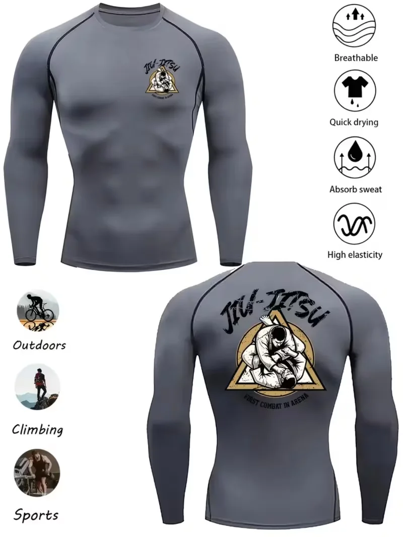 Neues, hochelastisches Sport-Lauf-Kompressionsshirt für Herren mit langen Ärmeln - atmungsaktives und schweißabsorbierendes Langarmshirt Image
