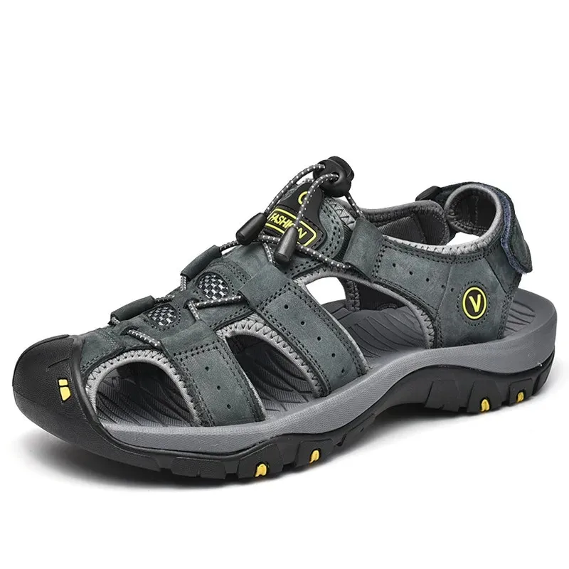 MIXIDELAI Echtes Leder Männer Schuhe Sommer Neue Große Größe männer Sandalen Männer Sandalen Mode Sandalen Hausschuhe Große Größe 38-47