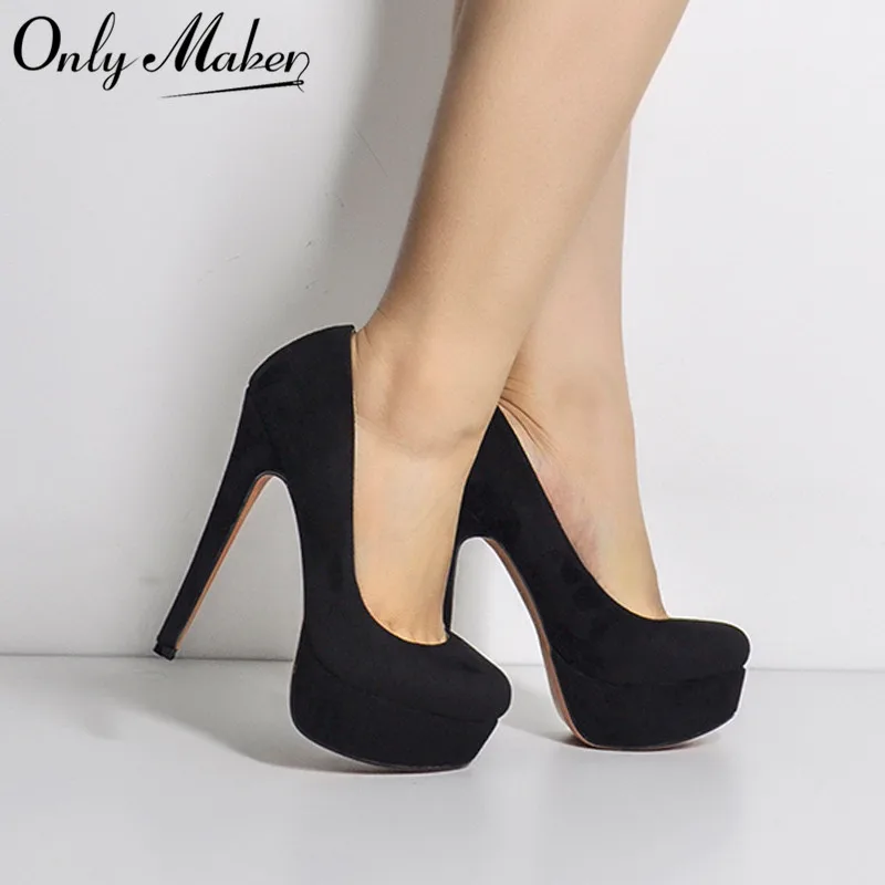 Only maker Frauen Plattform dünne Absätze Stiletto 16cm High Heel einfarbige Hochzeits feier sexy Pumps plus Größe hand gefertigte Schuhe
