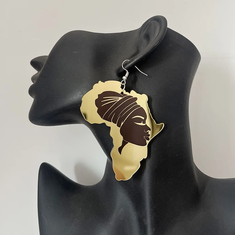 Neueste 7cm Größe bling Acryl spiegel afrikanische Frauen Ohrringe Image