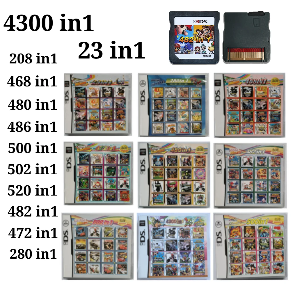 4300-in-1 Kompilation DS NDS 3DS 3DS NDSL Spielkassette Videospiel-Handheld-Player (R4-Karte) 23in1/208in1/280in1/482/486