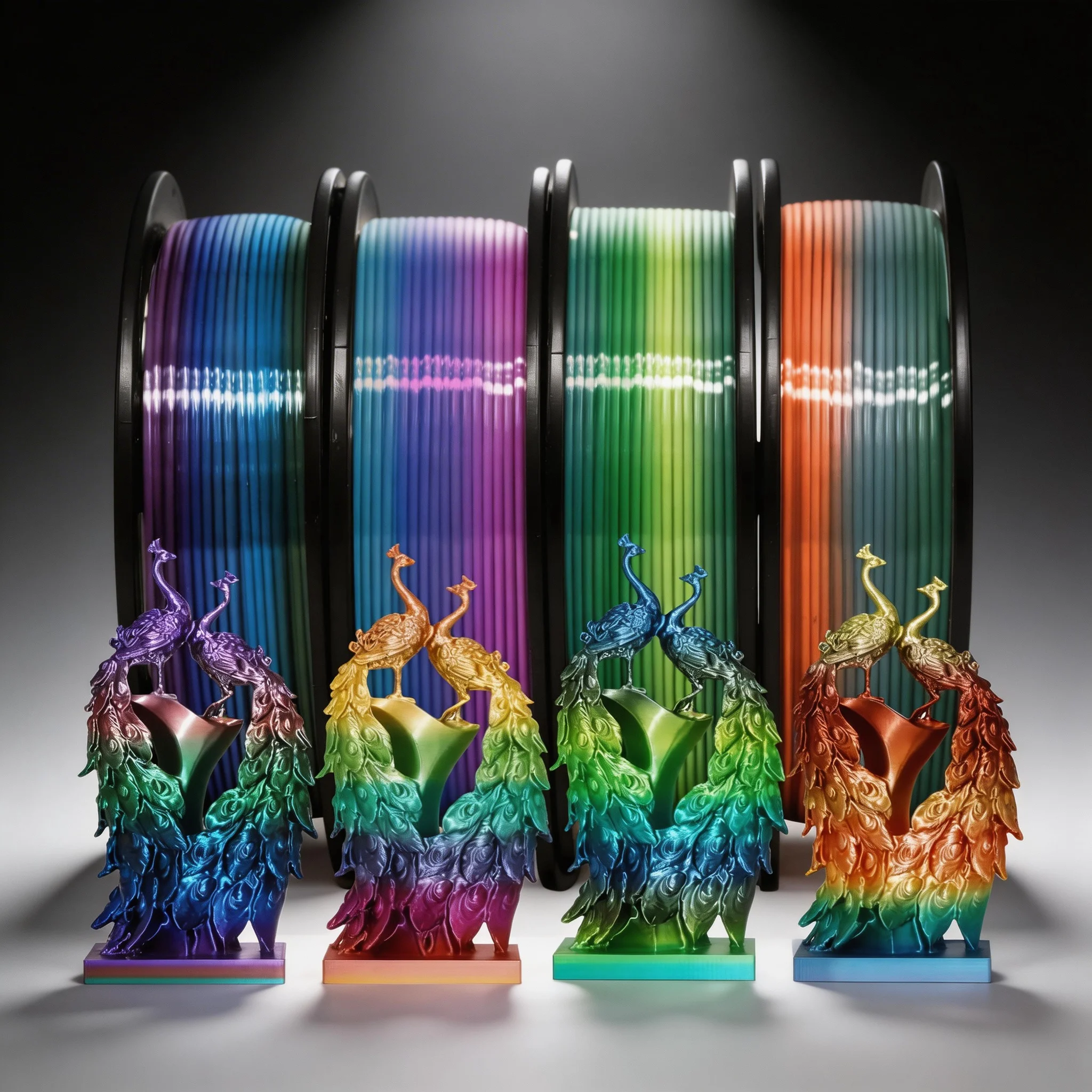 Regenbogen Mehrfarbiges Seidenglanz PLA 4-in-1 Schnell Farbwechselndes 3D-Drucker-Filament Kompatibel mit den Meisten FDM-Druckern Image