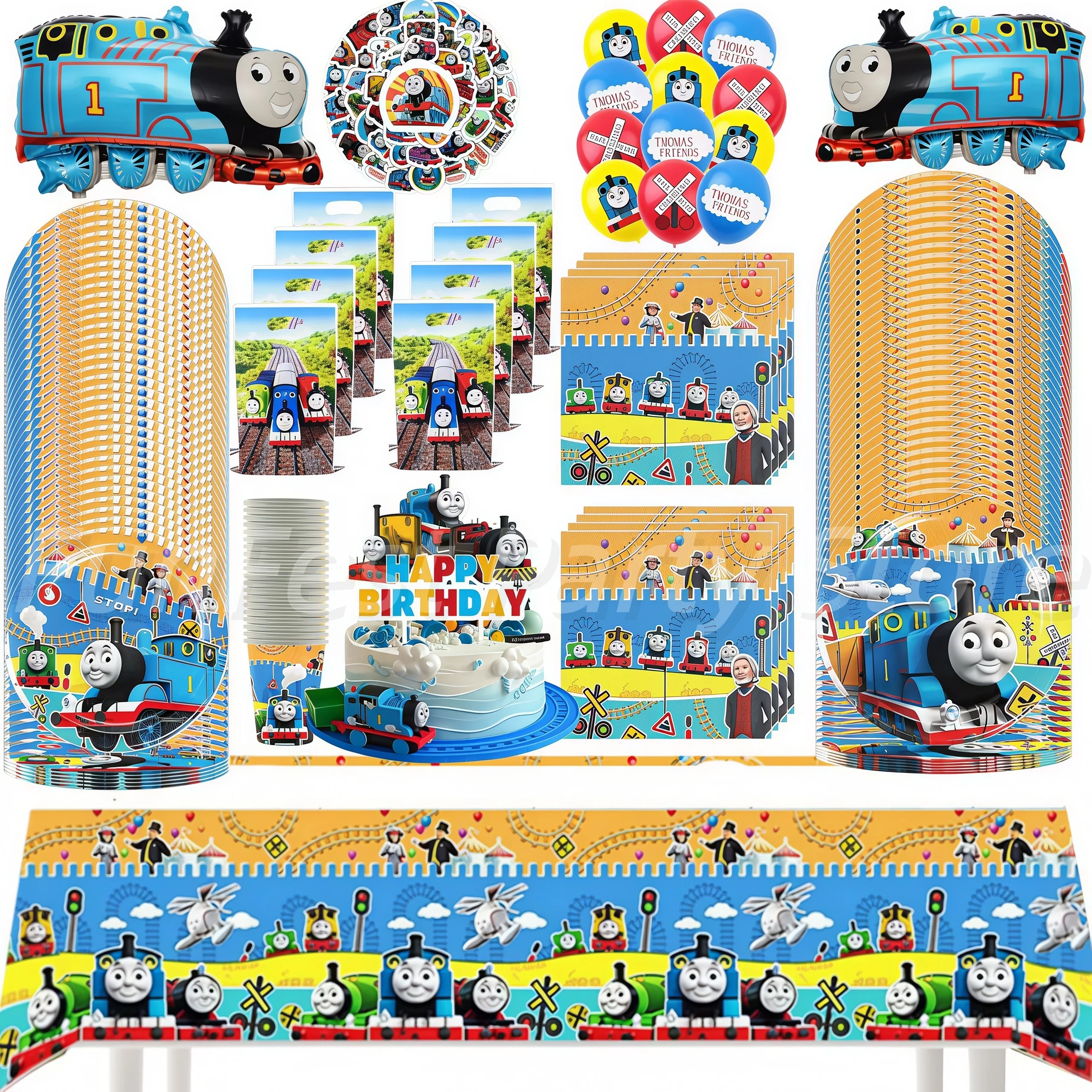 T&Thomas der Zug Geburtstagsparty-Dekoration Thomas und seine Freunde Tischware Servietten Becher Ballons Babyparty Kindergeschenk Partyzubehör Image