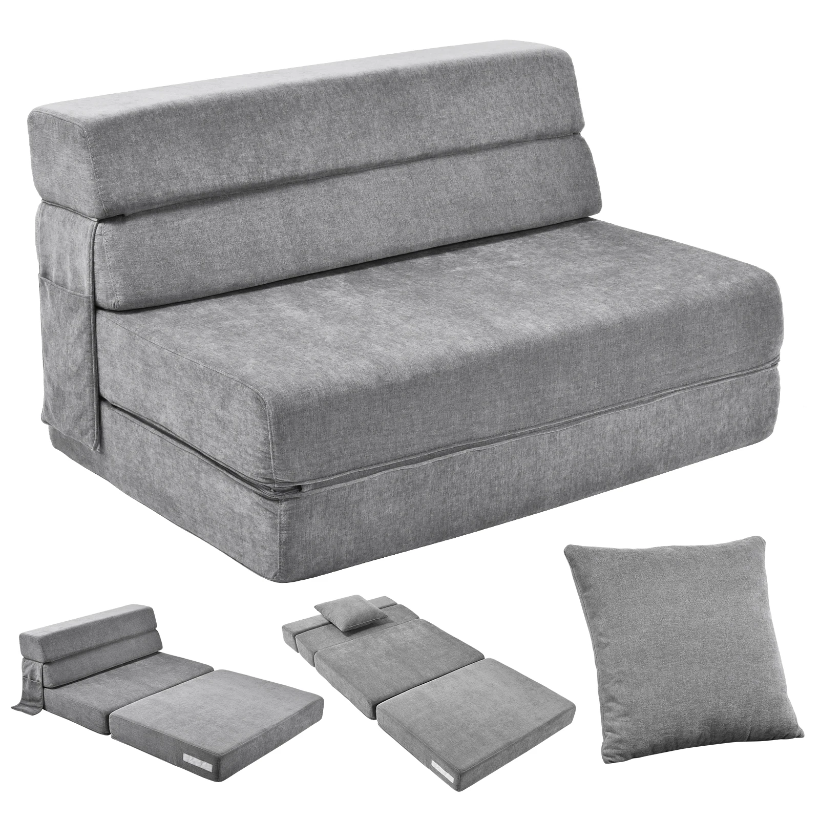 2 m Klappbares Schlafsofa, 33D Hochdichter Komprimierter Schwamm, Waschbarer Bodenschlafsessel für 2 Personen, Wohnzimmer, Schlafzimmer Image