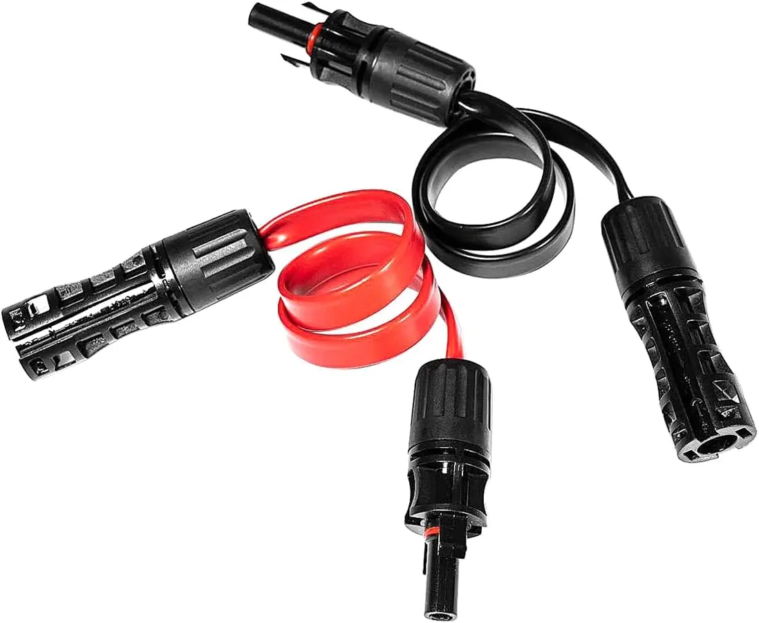 JMUYTOP 6 mm² Flachkabel für Solarmodule, 1500 V, wasserdichter Stecker, 10 AWG Verlängerungskabel für Balkonfenster Image