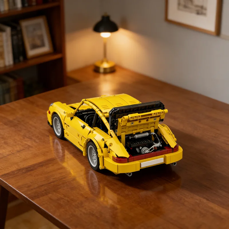 1450 Teile MOC Porsche 964 Turbo 1:12 Gelbes Technisches Modell Bausteine Spielzeug Geschenk Kreatives Ausstellungsstück Sammlerstück Schreibtisch Premium