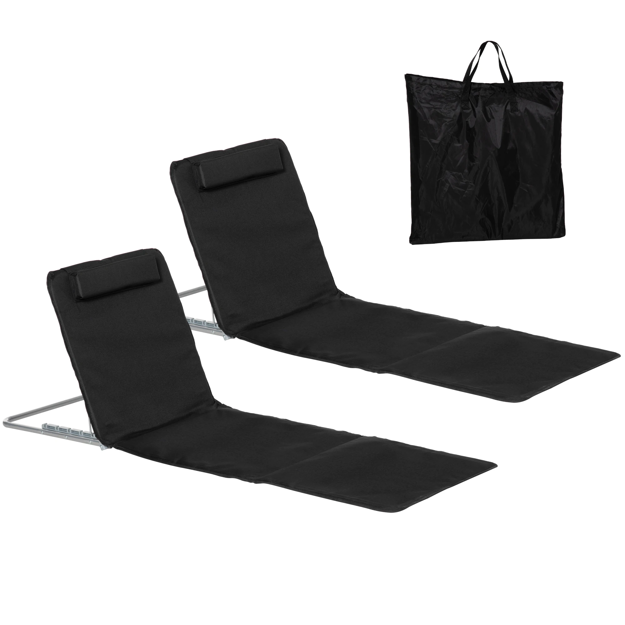 2er-Set faltbare Bodenliegen mit Kopfstütze, verstellbarer Rückenlehne, tragbare Sonnenliege für Pool und Garten