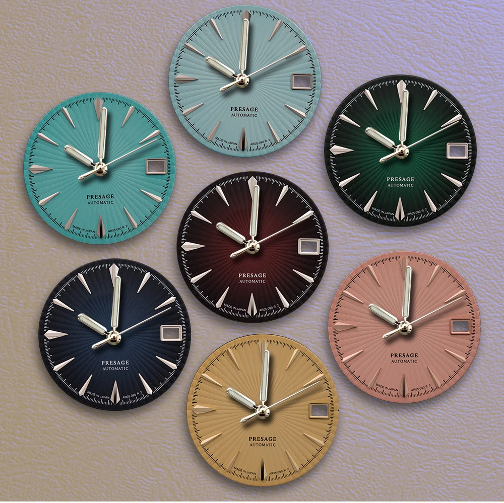 S Logo 28,5 mm hochwertiges NH35 Cocktail-Zifferblatt mit grünem Farbverlauf, passend für NH36-Uhrwerk, kein leuchtendes Zubehör für die Uhrenmodifikation ﻿ Image