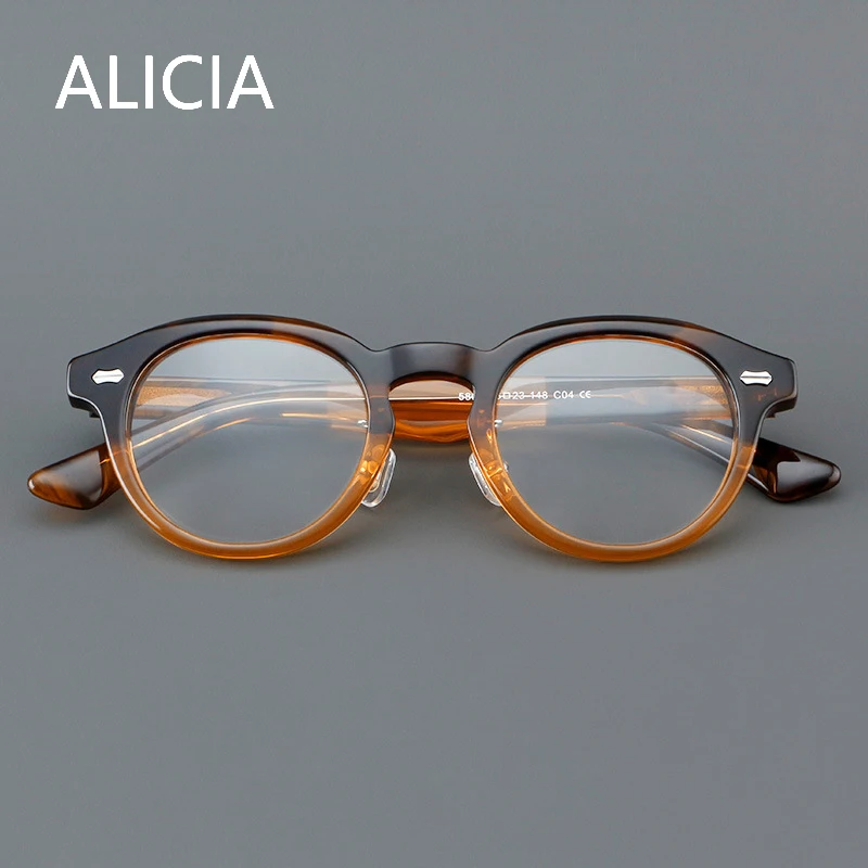 ALICIA Luxus Acetat Brillen Kleine Größe Retro Runde Brillen Neue Mode Optische Verordnung Rahmen Mann Frau 5806 Image