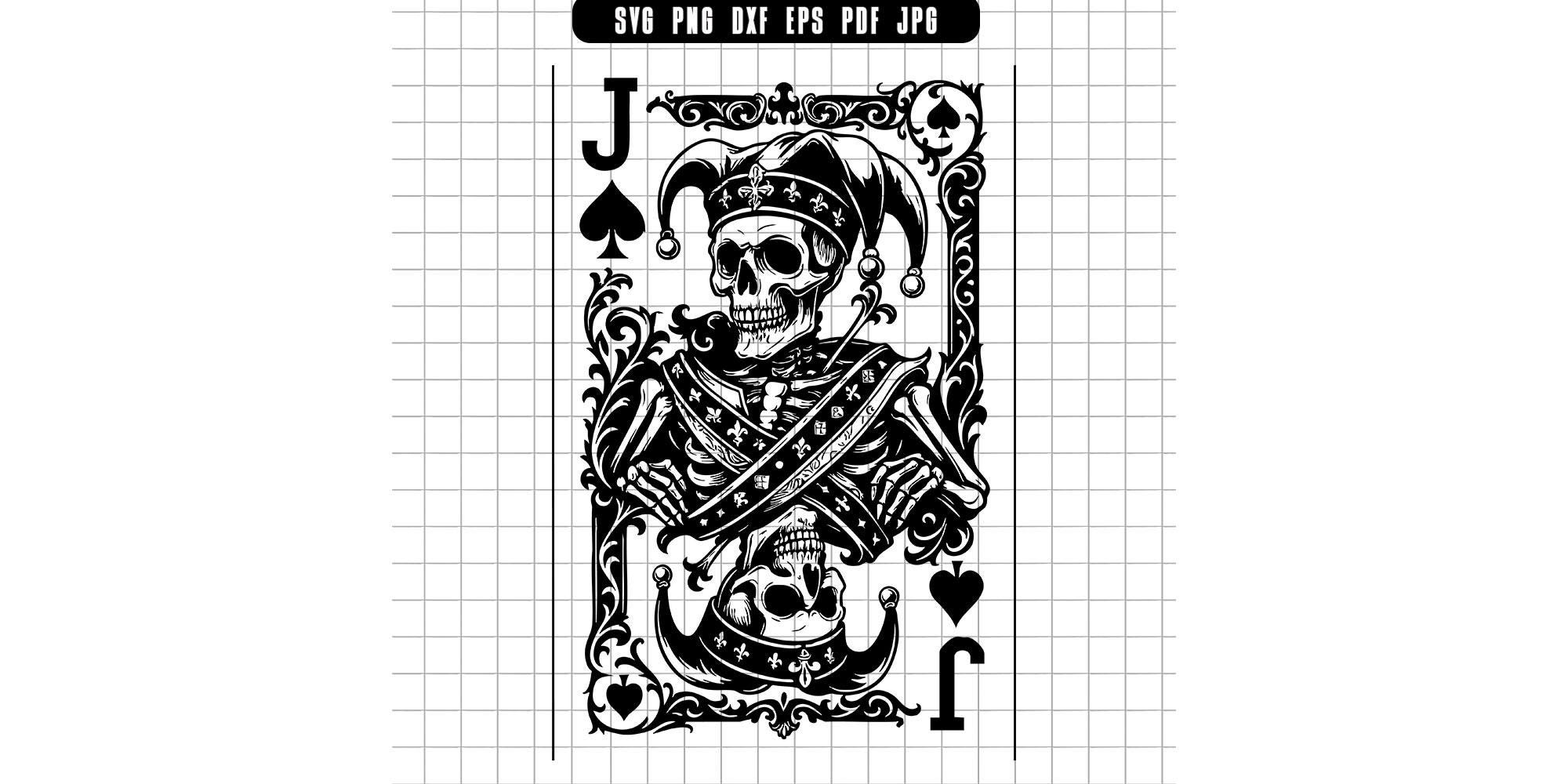Scheletro Joker Card SVG, Teschio di carta da gioco SVG, Gotico SVG, Halloween SVG, Poker SVG, Casinò SVG, Spettrale SVG, Ottobre SVG