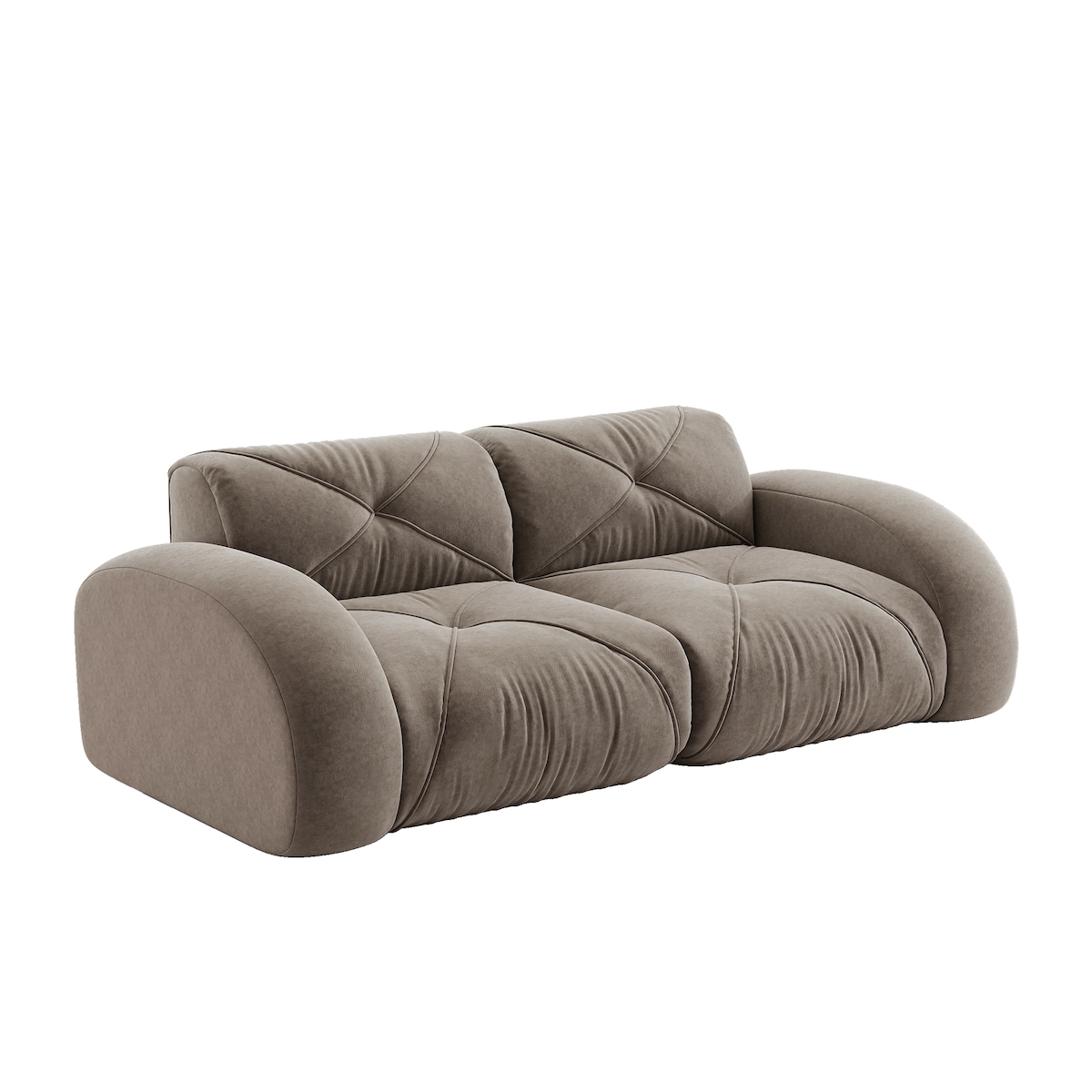 Merax Modulares Sofa 2-Sitzer, Cloud Sofa mit runden Armlehnen, Chenille weich, rahmenlos bodennah, Lounge Sofa, Braun Image