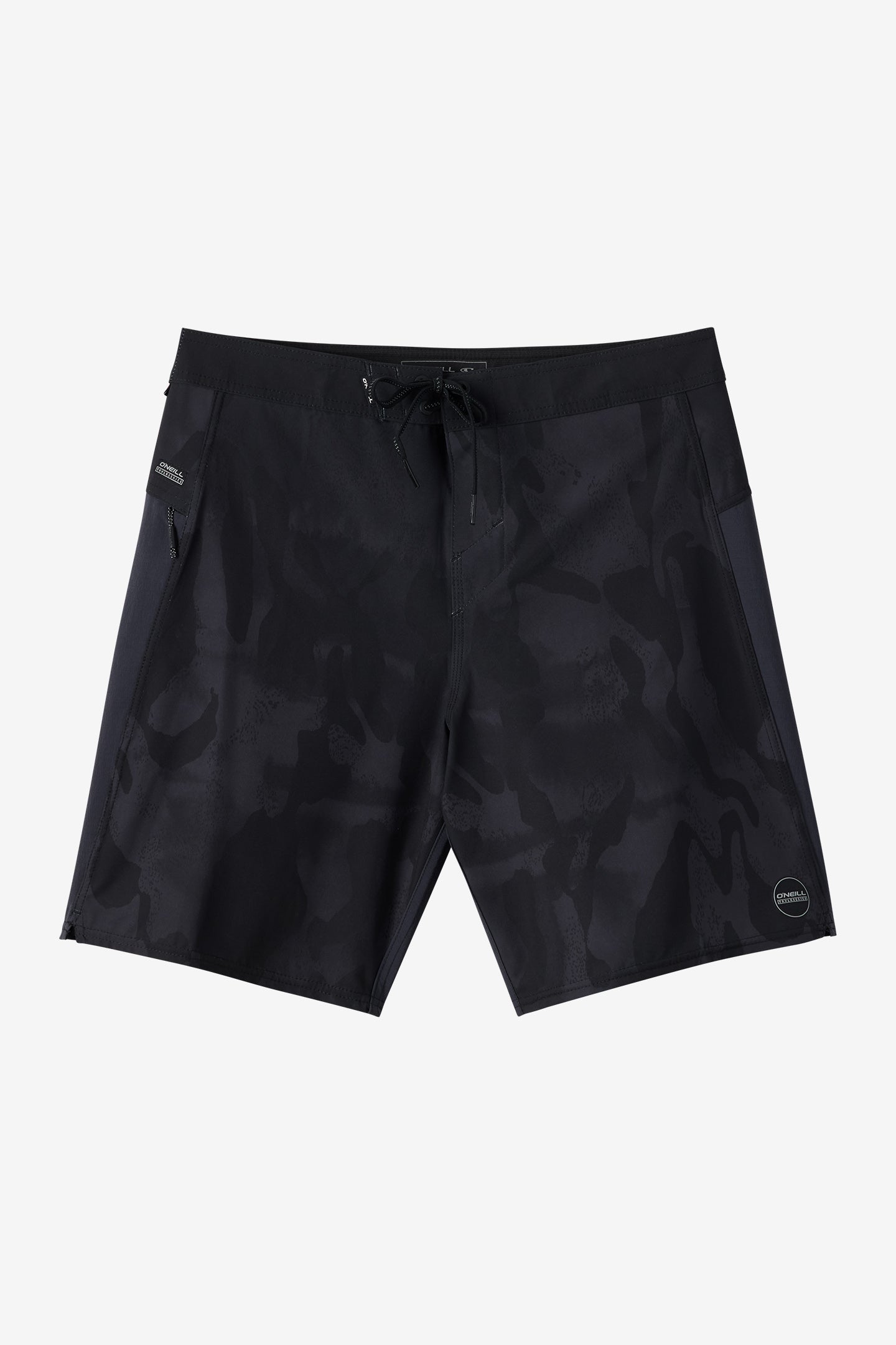 O'Neill Men's Hyperfreak Trvlr Tech Enduro 19"" Board Shorts in Black, Size 32, Elastane/Nylon/Polyamide