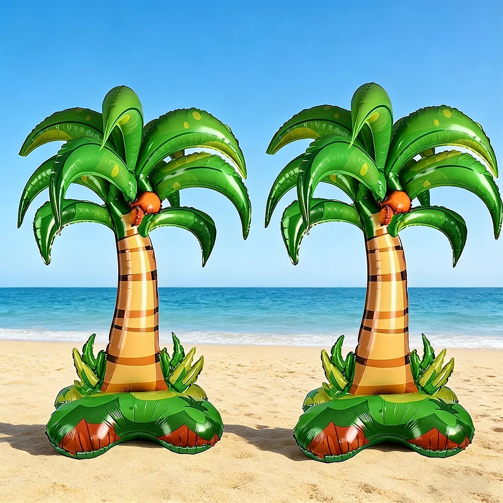 2/1 Stück 52 Zoll Kokosnussbaum-Ballon Riesiger Aufblasbarer Palmenbaum Hawaii-Party-Dekoration für Geburtstag Hochzeit Babyparty Geschenke Image