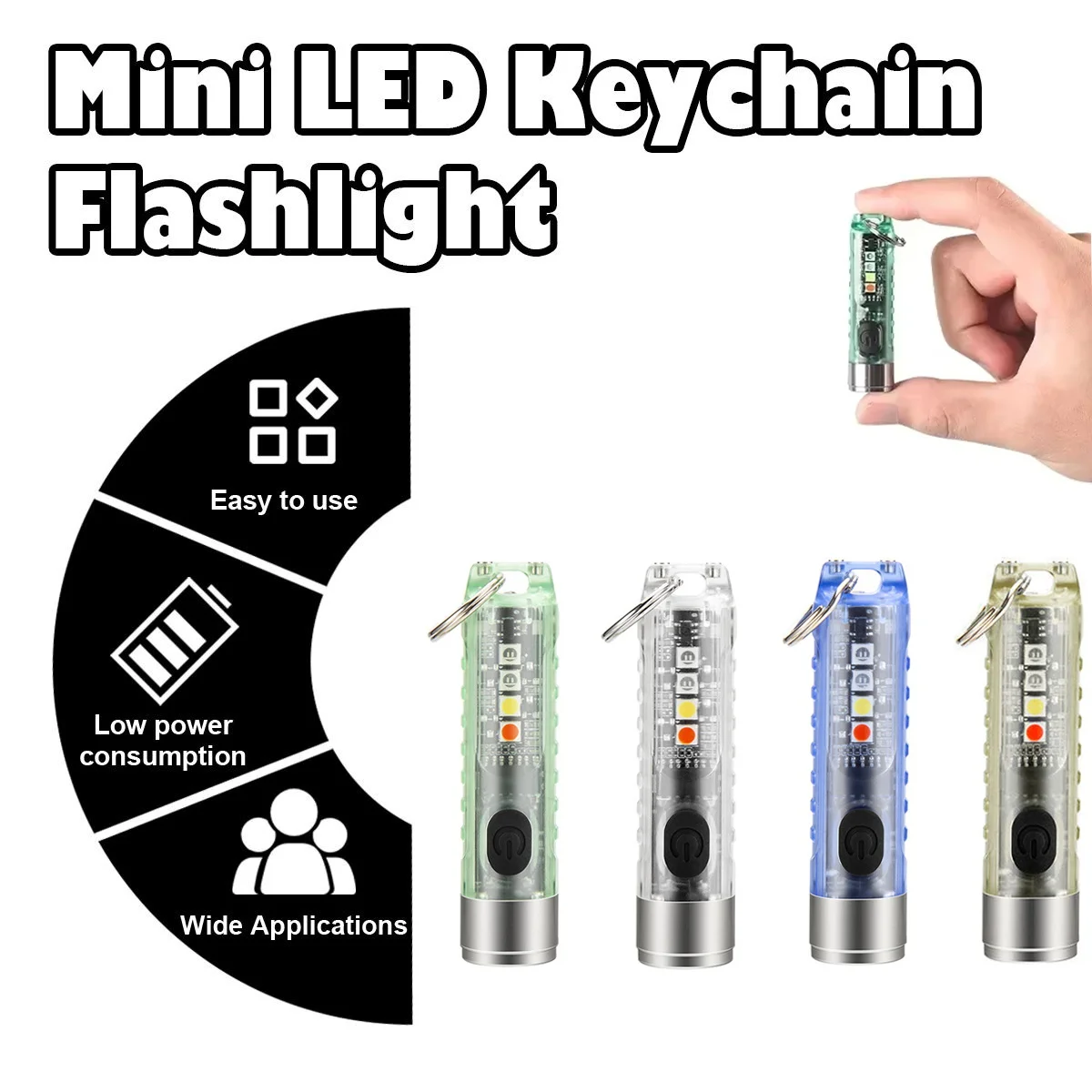 LED Mini-Taschenlampe, tragbare Schlüsselanhängerleuchte, multifunktionale USB-wiederaufladbare Notfall-Warnleuchte Image