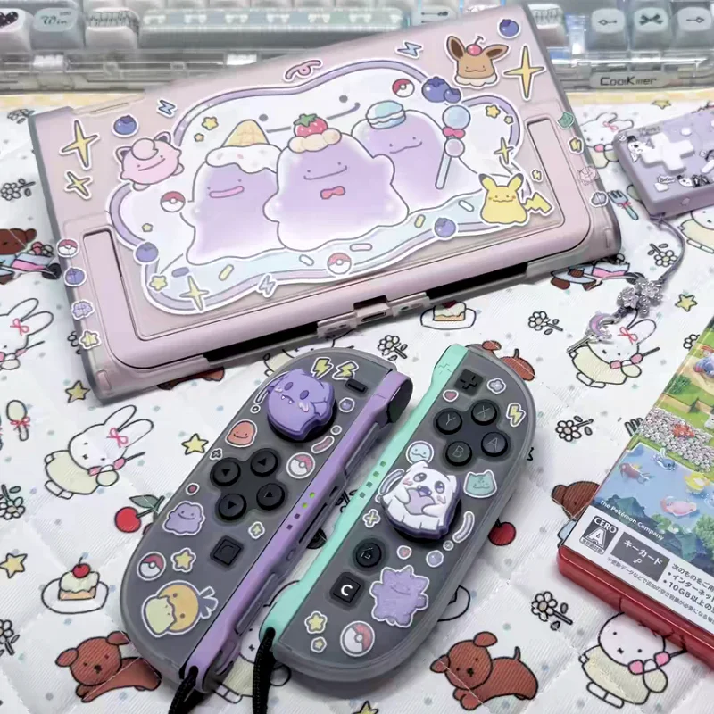 Ditto Halbtransparente Hartschutzhülle für Switch OLED-Konsole, abnehmbare Joy-Con-Controller-Abdeckung, Peripherie-Zubehör Image
